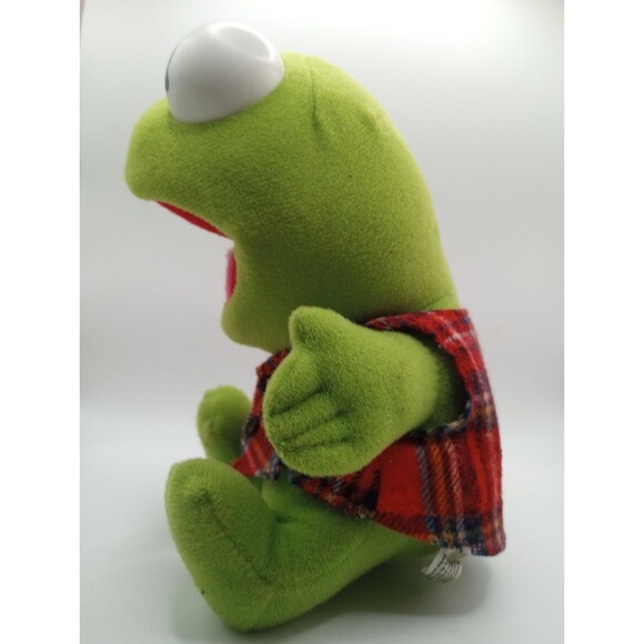 Vintage Baby Kermit Frog 1987 JIM HENSON Plush Muppets with Plaid Shirt 8'' - Picture 3 of 8